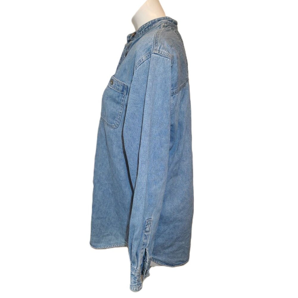 ❤️ 4/$20 Standard Blues jean button-up top Women's large Y2K Cotton Pockets - Picture 8 of 15